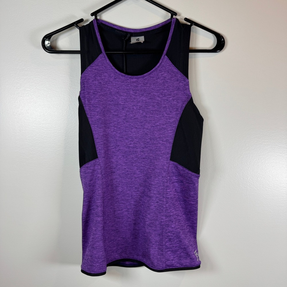 Second Skin Womens XS Purple Heathered Mesh Panel Racerback Athletic Tank Top